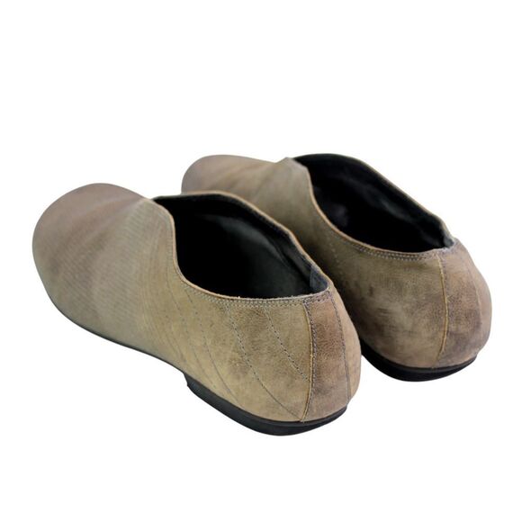 Camper BEIGE REAL LEATHER SUEDE STITCHED LOW HEEL ROUND TOE LOAFER SHOES Sz 38 - Picture 3 of 11